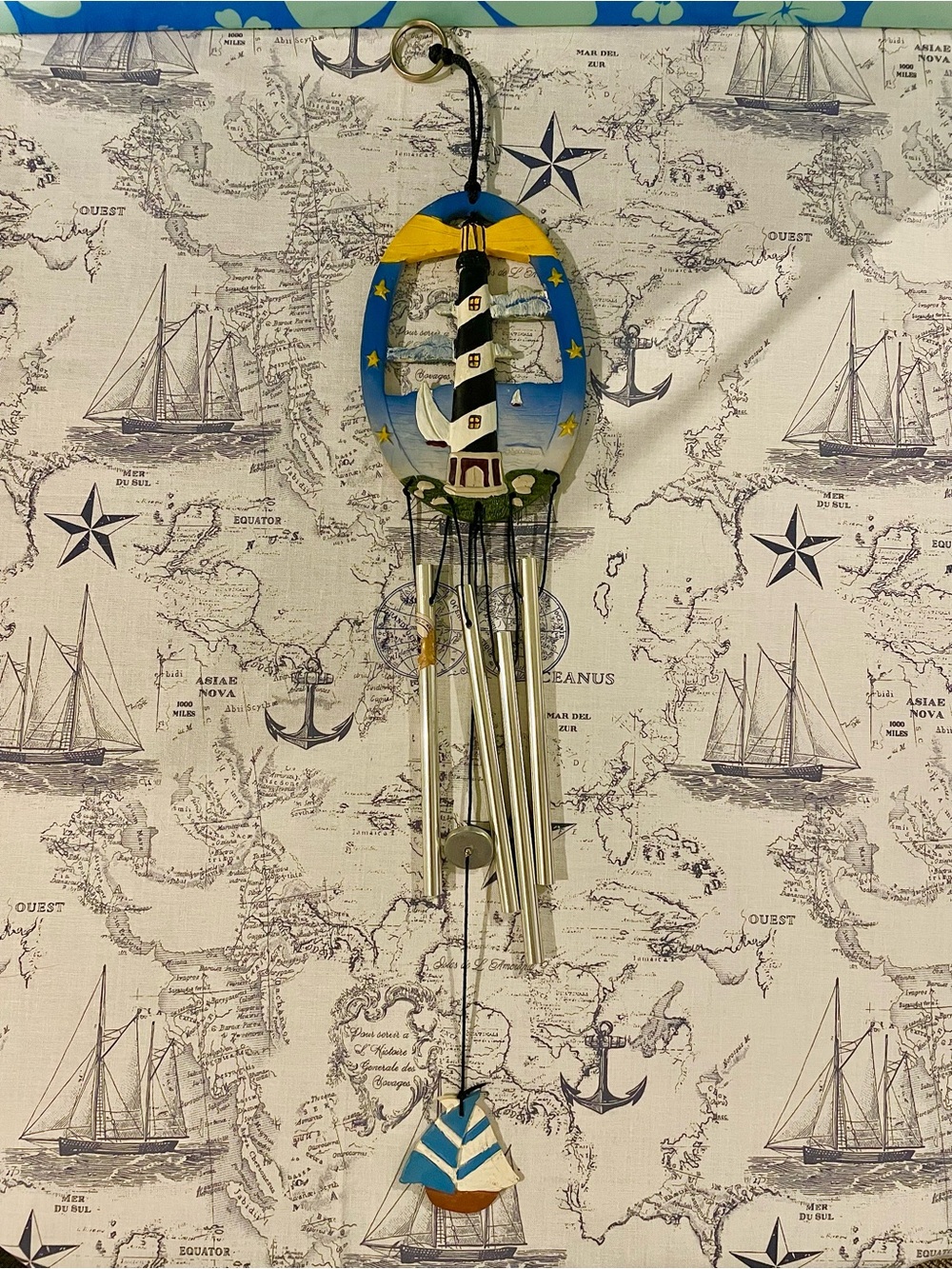 Nautical Lighthouse Wind Chime with Sailboat – Coastal Décor
